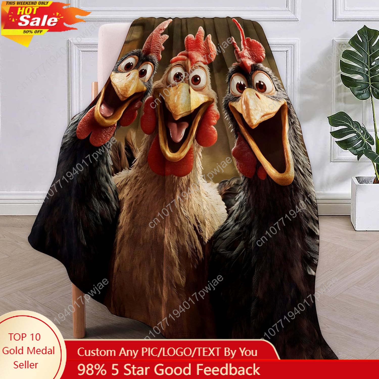 Home Textiles - Chickens Blanket Gifts for Women, Cartoon