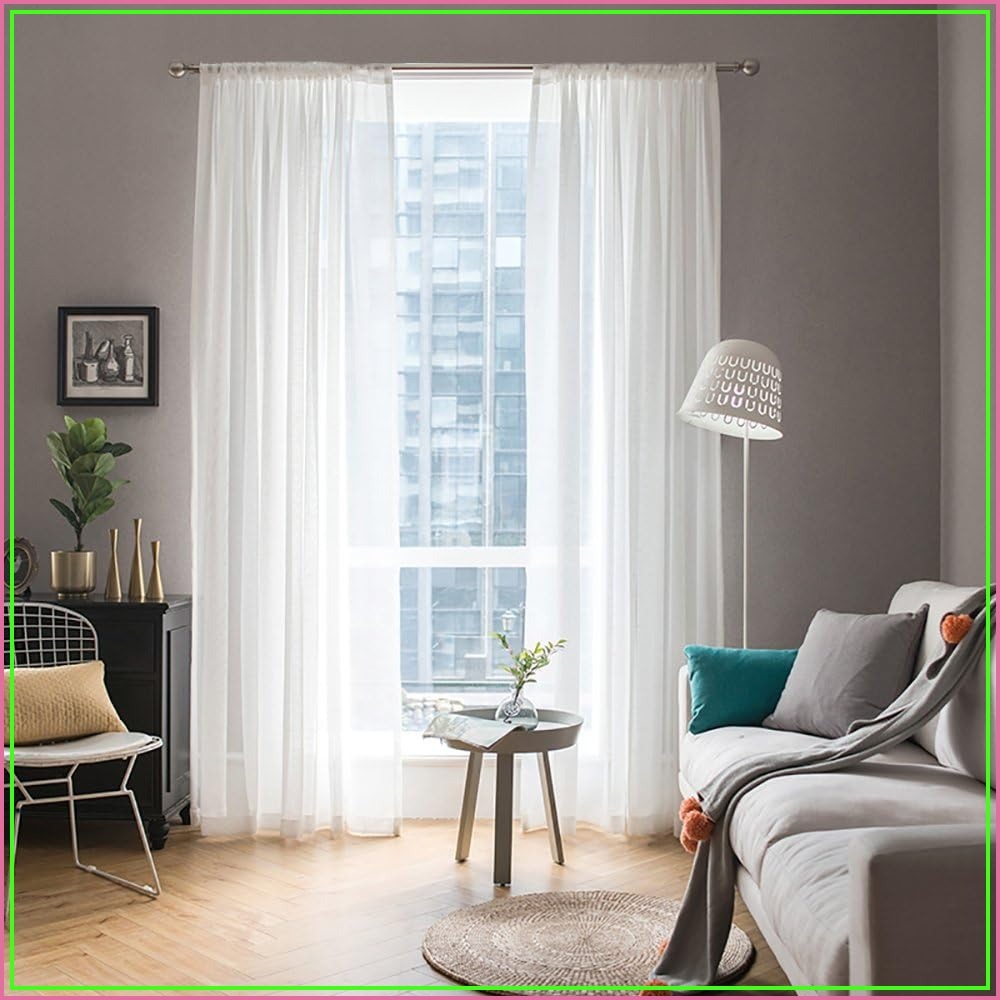 Curtain Sheer Voile - 2 Panels Solid White Sheer Window