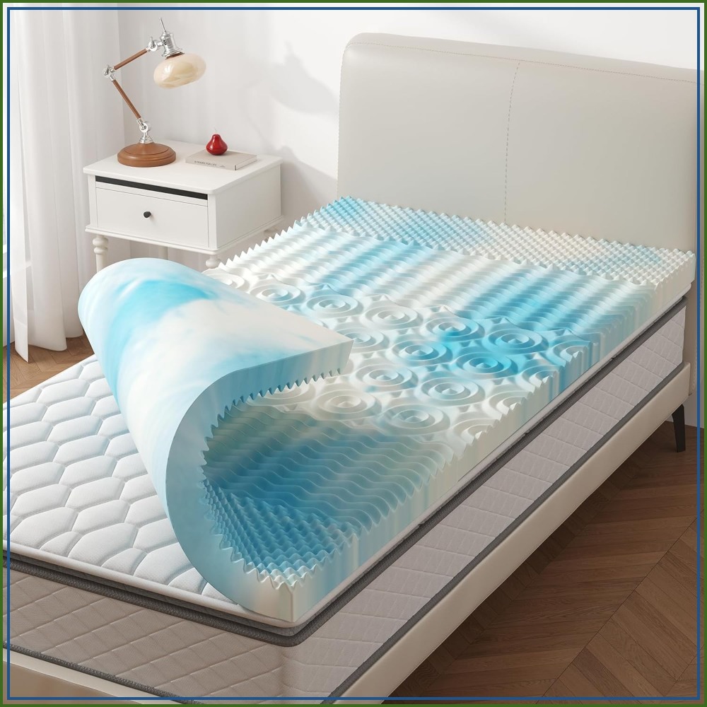 Mattress Pad Topper - 2 Inch 5-Zone Cooling Gel Memory