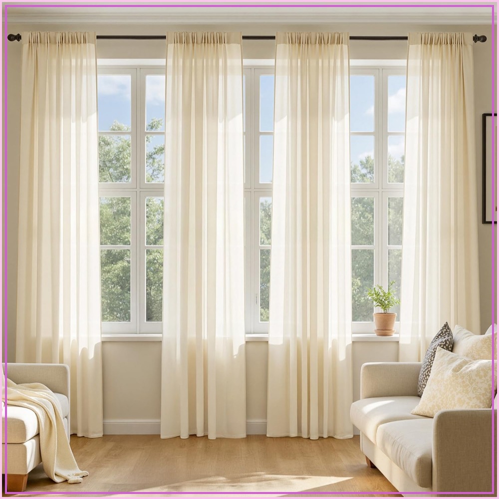 Curtain Sheer Voile - Butter Cream Sheer Curtains 84 Inches