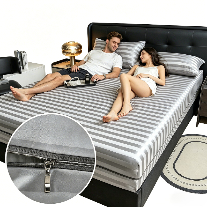 Mattress Pad Topper - 6-Sided Zipper Mattress Encasement Luxury Cooling