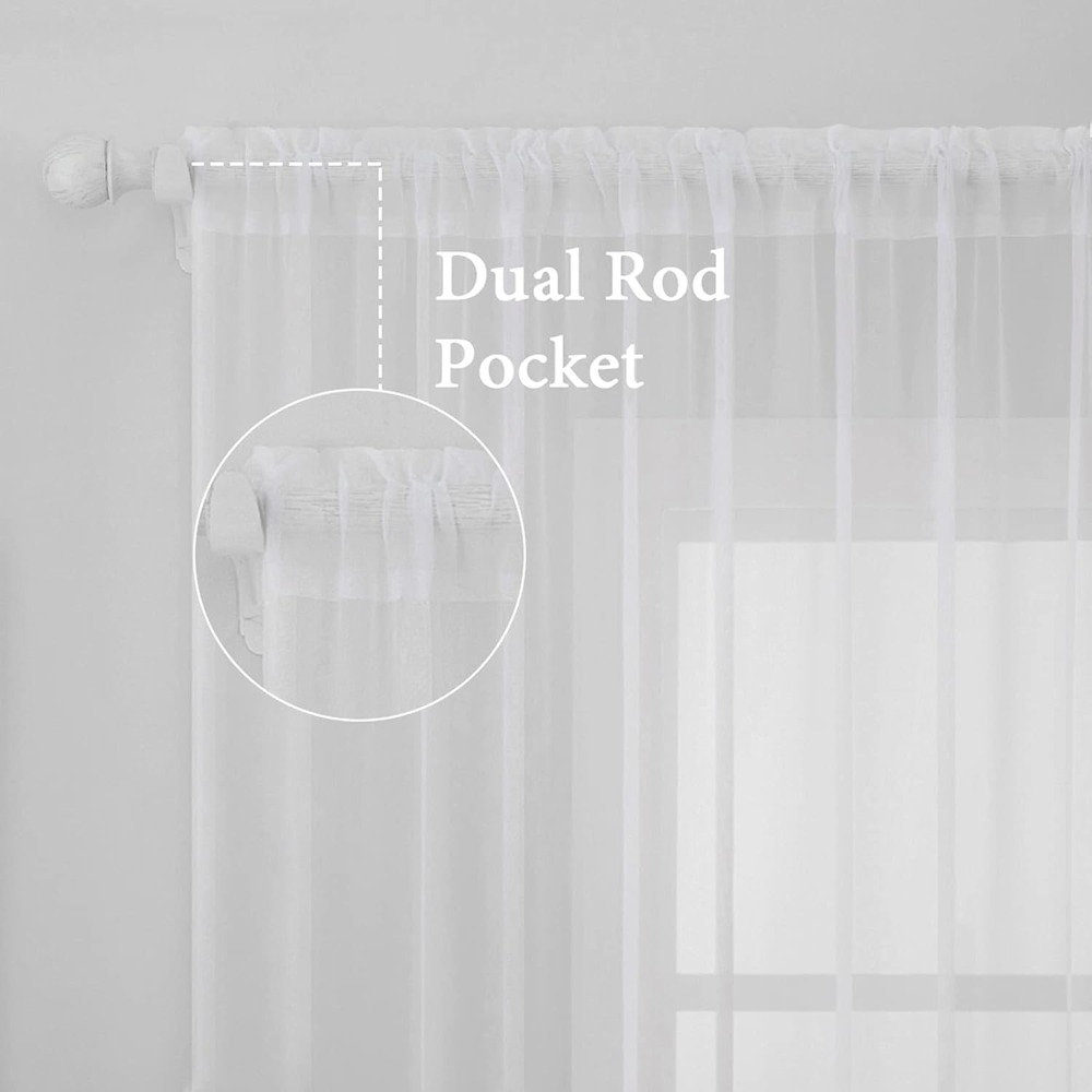 2 Panels Solid White Sheer Win - Curtain Sheer Voile recensione e prezzo