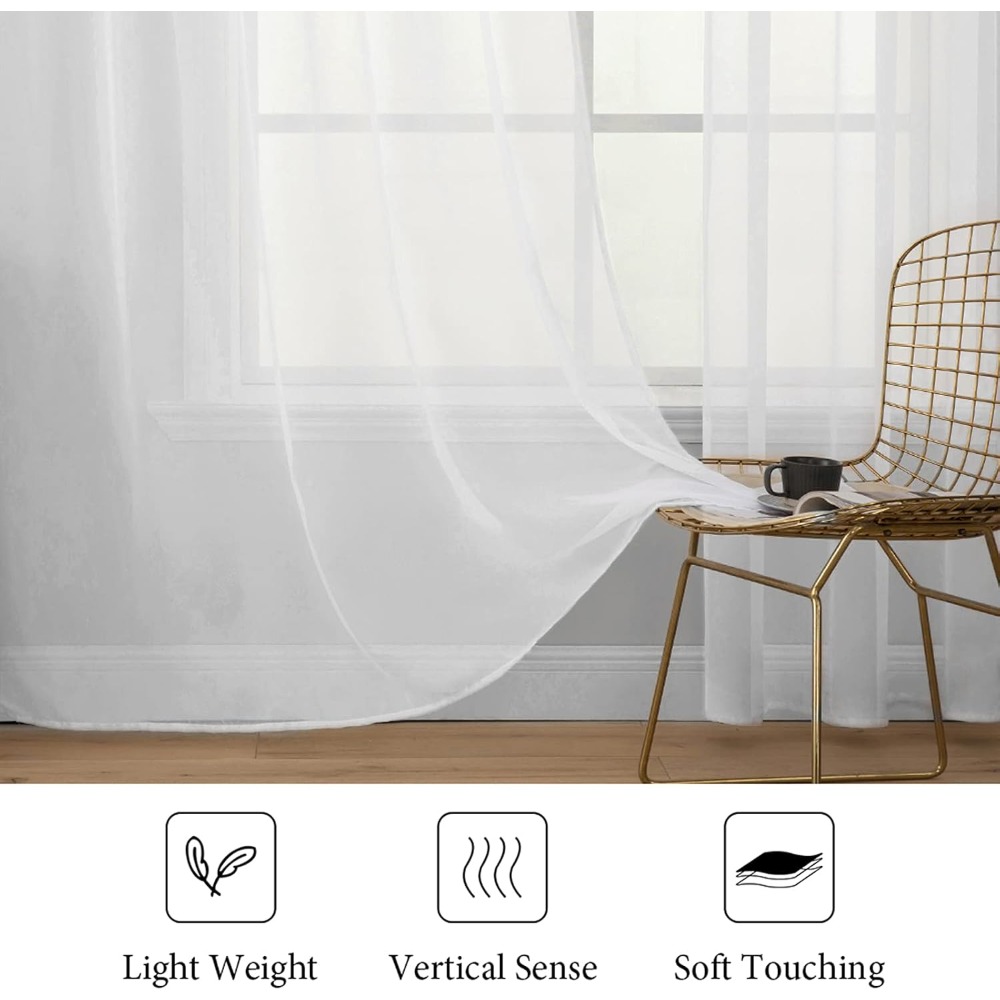 2 Panels Solid White Sheer Win - Curtain Sheer Voile recensione e prezzo