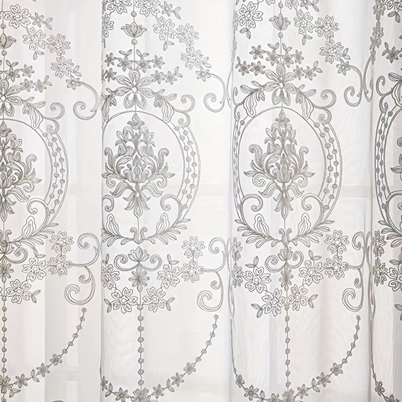 1pc White Embroidered Sheer Cu - Curtain Sheer Voile recensione e prezzo