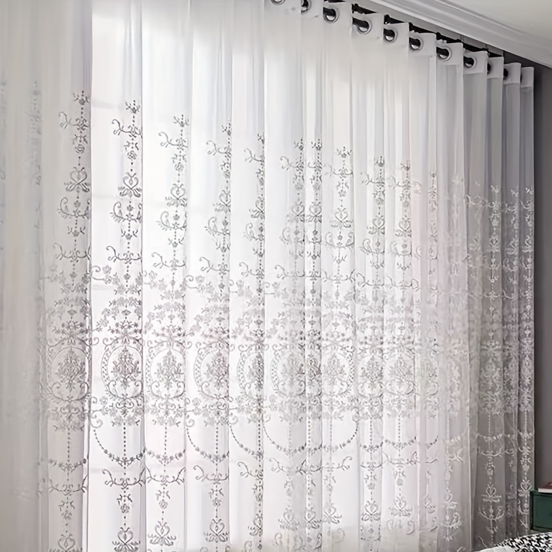 1pc White Embroidered Sheer Cu - Curtain Sheer Voile recensione e prezzo
