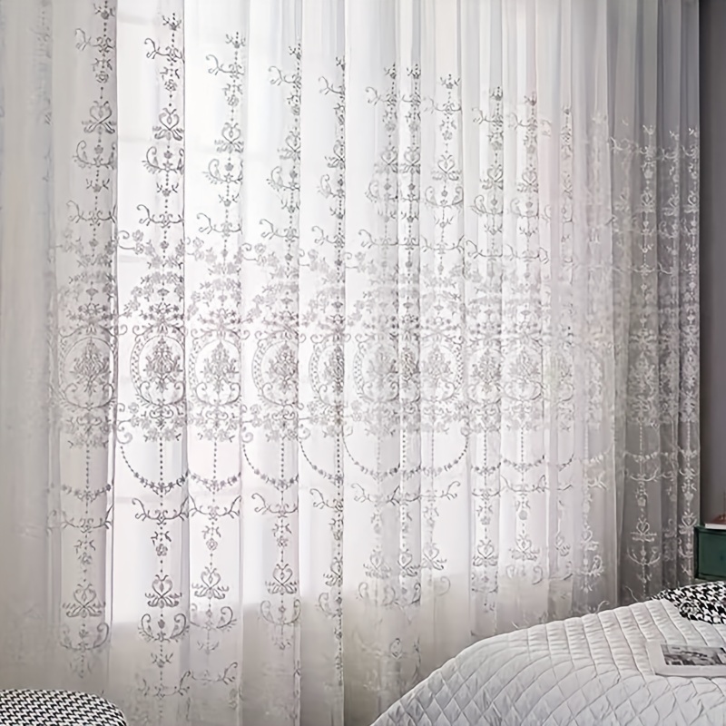 1pc White Embroidered Sheer Cu - Curtain Sheer Voile recensione e prezzo