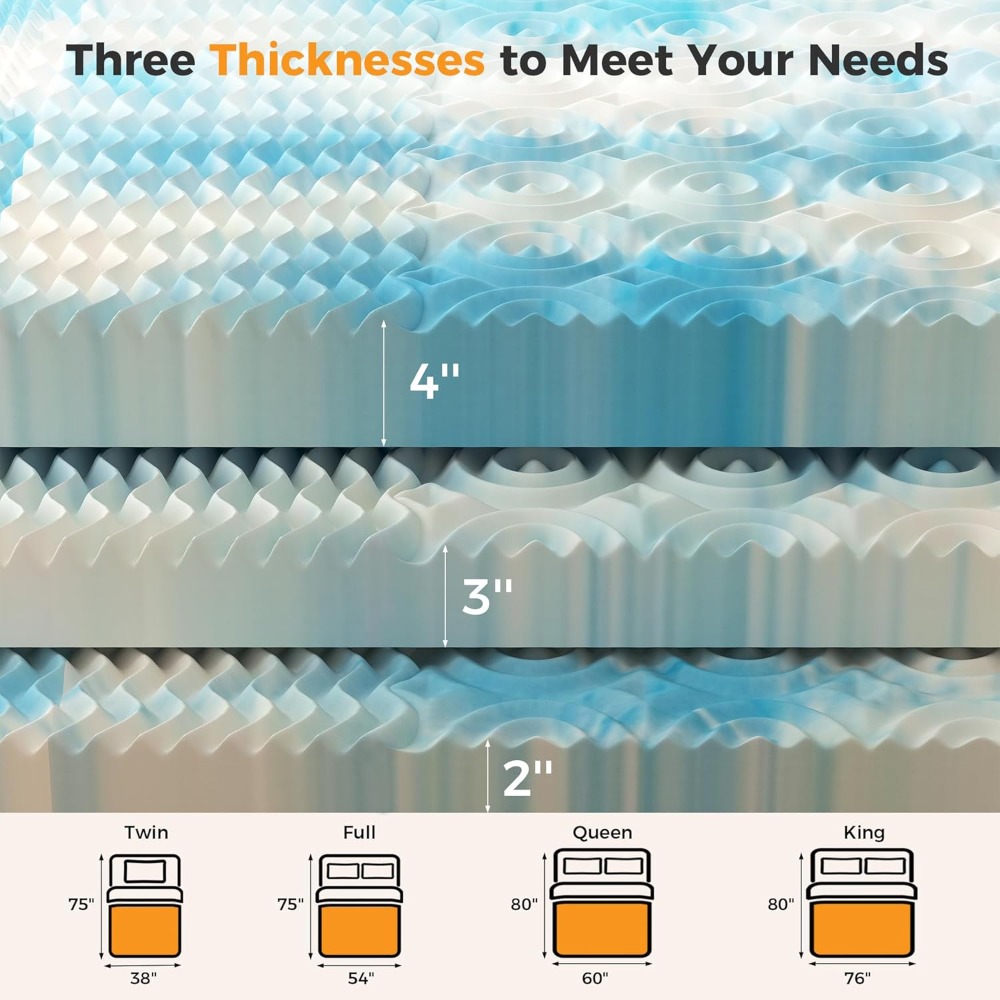 2 Inch 5-Zone Cooling Gel Memo - Mattress Pad Topper recensione e prezzo