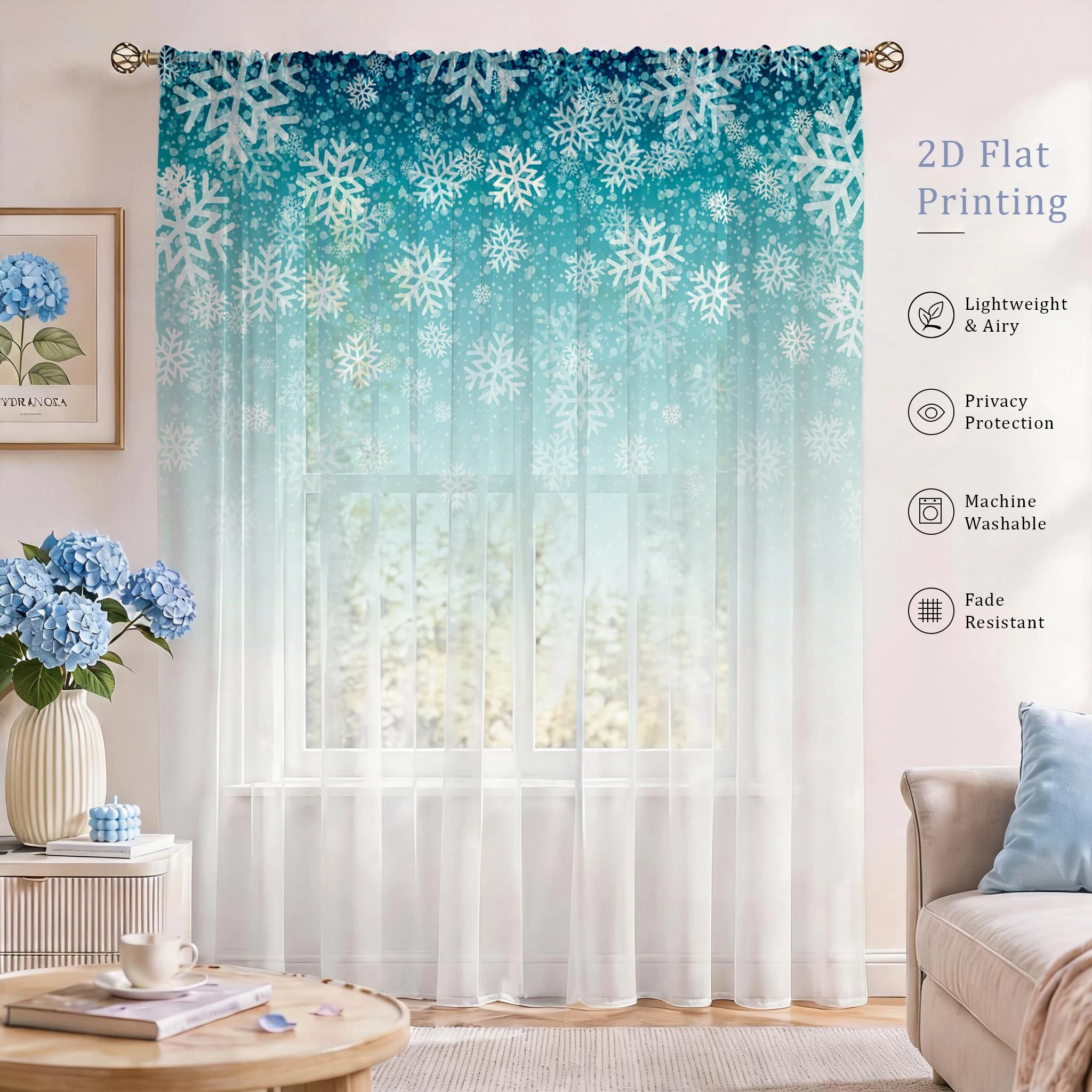 Floral Gradient Sheer Curtain, - Curtain Sheer Voile recensione e prezzo