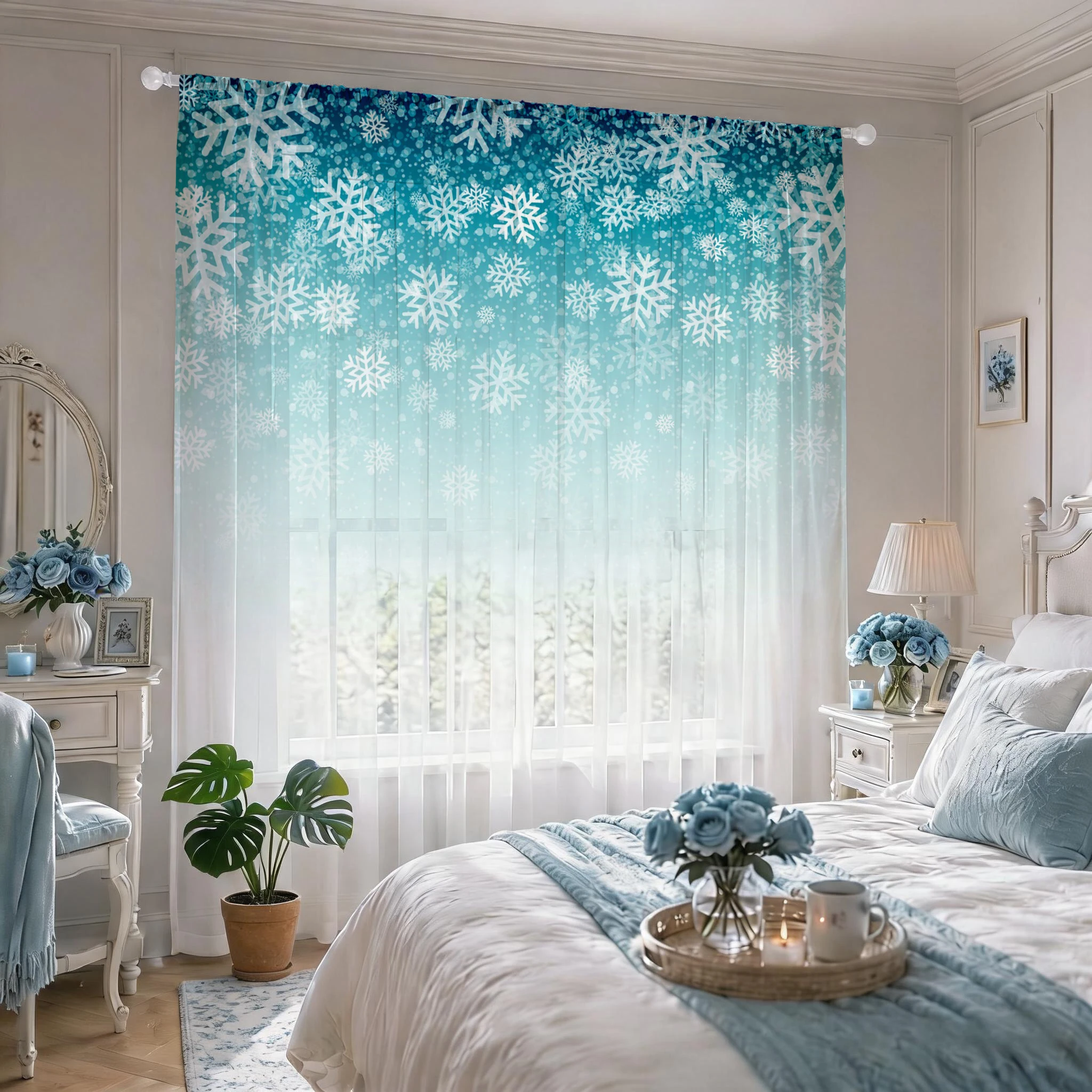 Floral Gradient Sheer Curtain, - Curtain Sheer Voile recensione e prezzo