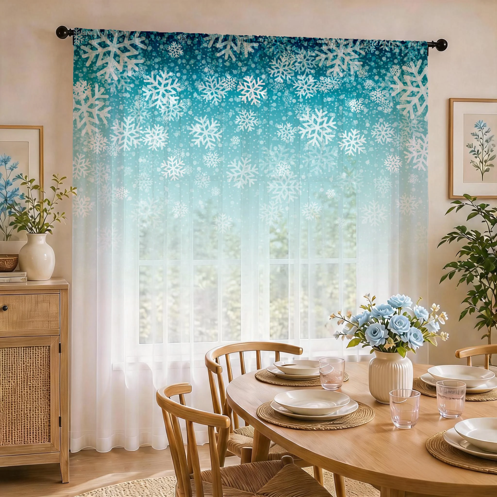 Floral Gradient Sheer Curtain, - Curtain Sheer Voile recensione e prezzo
