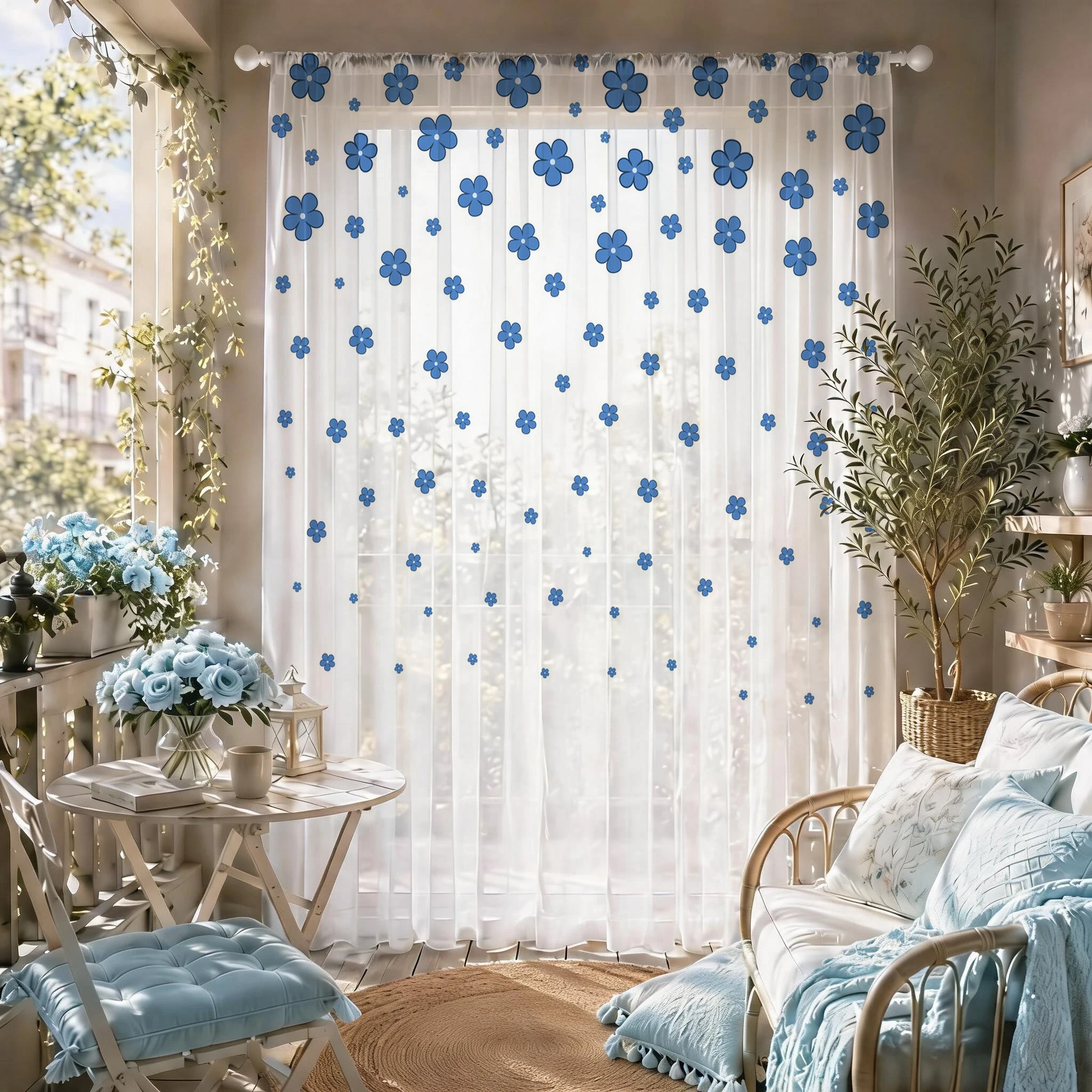 Light blue Modern Gradient She - Curtain Sheer Voile recensione e prezzo