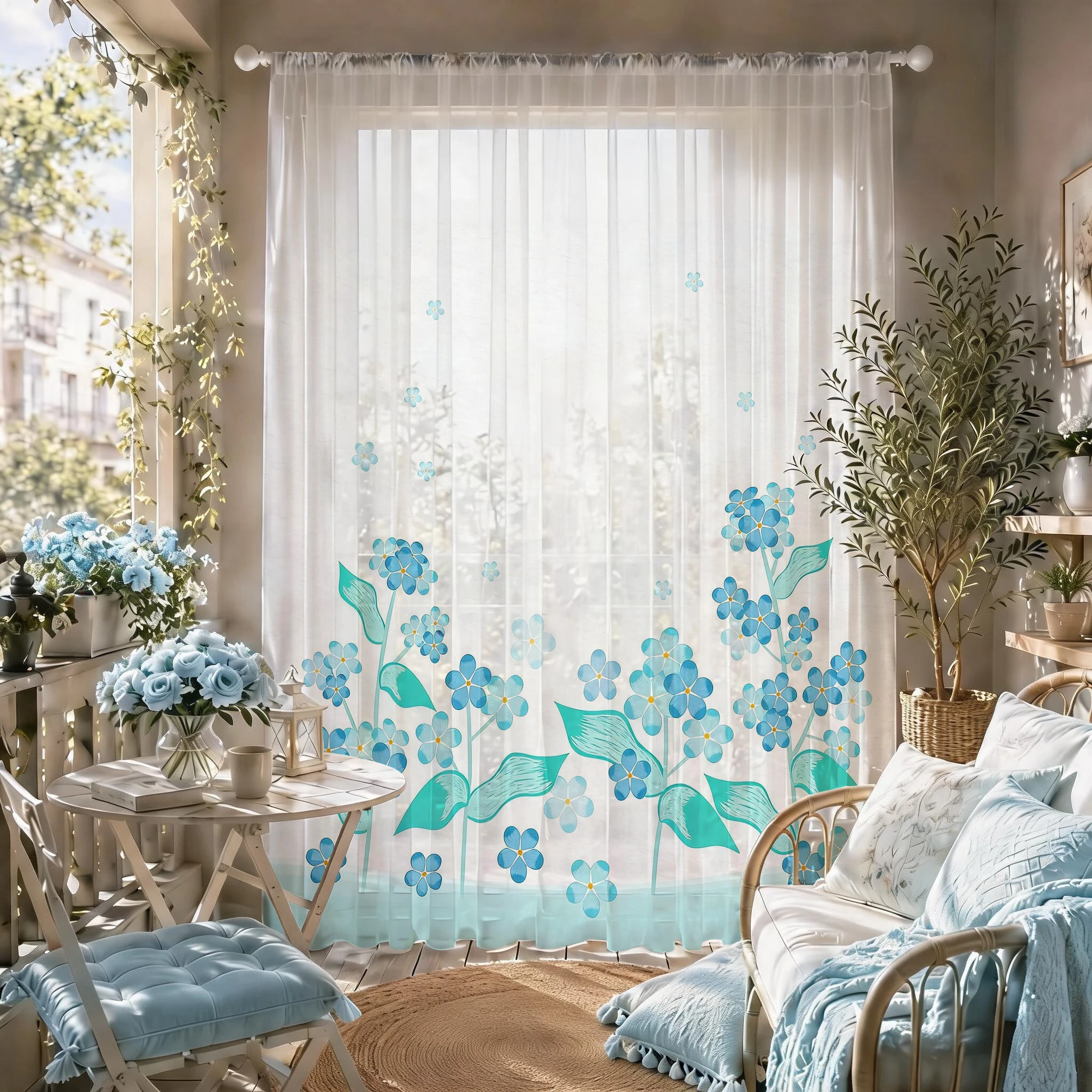 Light blue Modern Gradient She - Curtain Sheer Voile recensione e prezzo