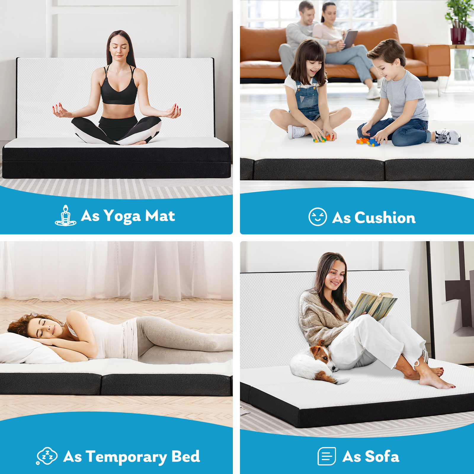 JHK Three Fold Portable Floor  - Mattress Pad Topper recensione e prezzo