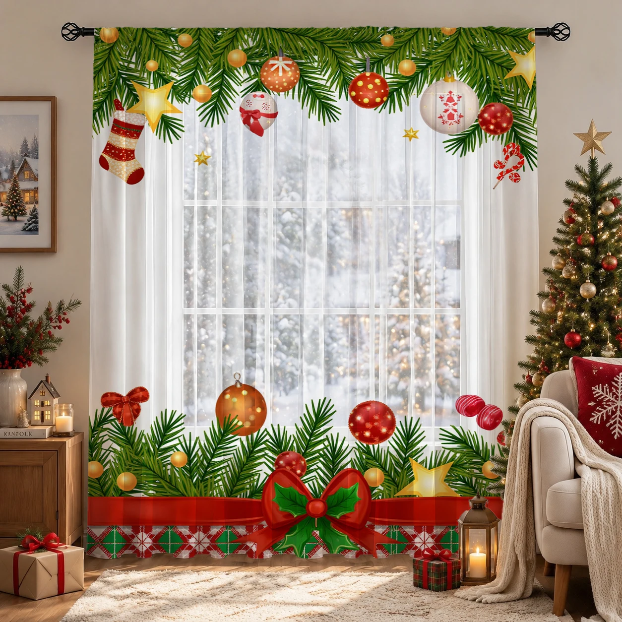 Christmas Day Gradient Sheer C - Curtain Sheer Voile recensione e prezzo