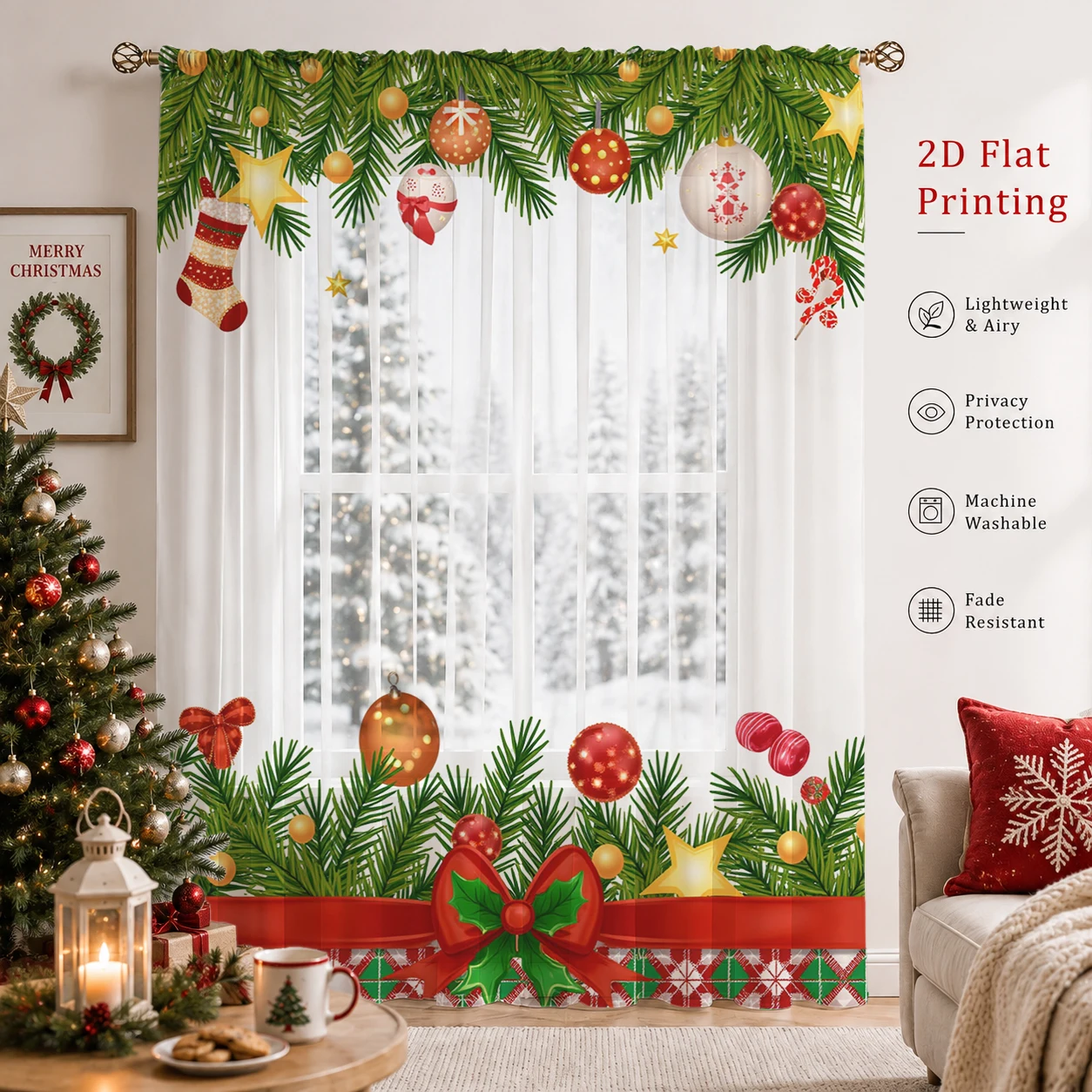 Christmas Day Gradient Sheer C - Curtain Sheer Voile recensione e prezzo