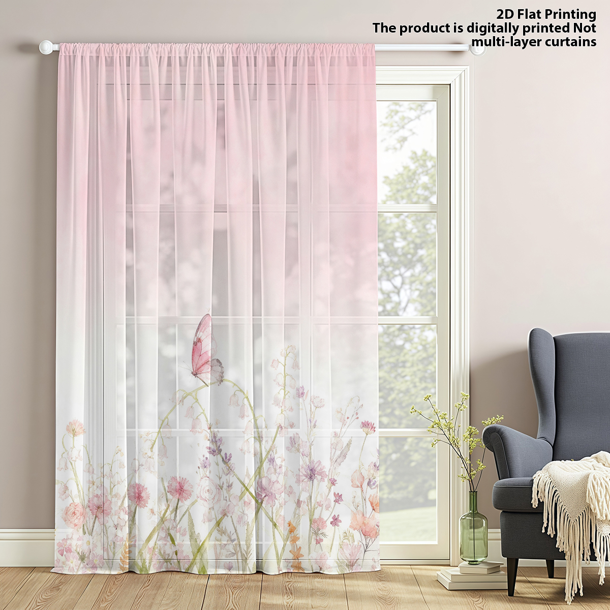 Flower Series Sheer Curtain, G - Curtain Sheer Voile recensione e prezzo