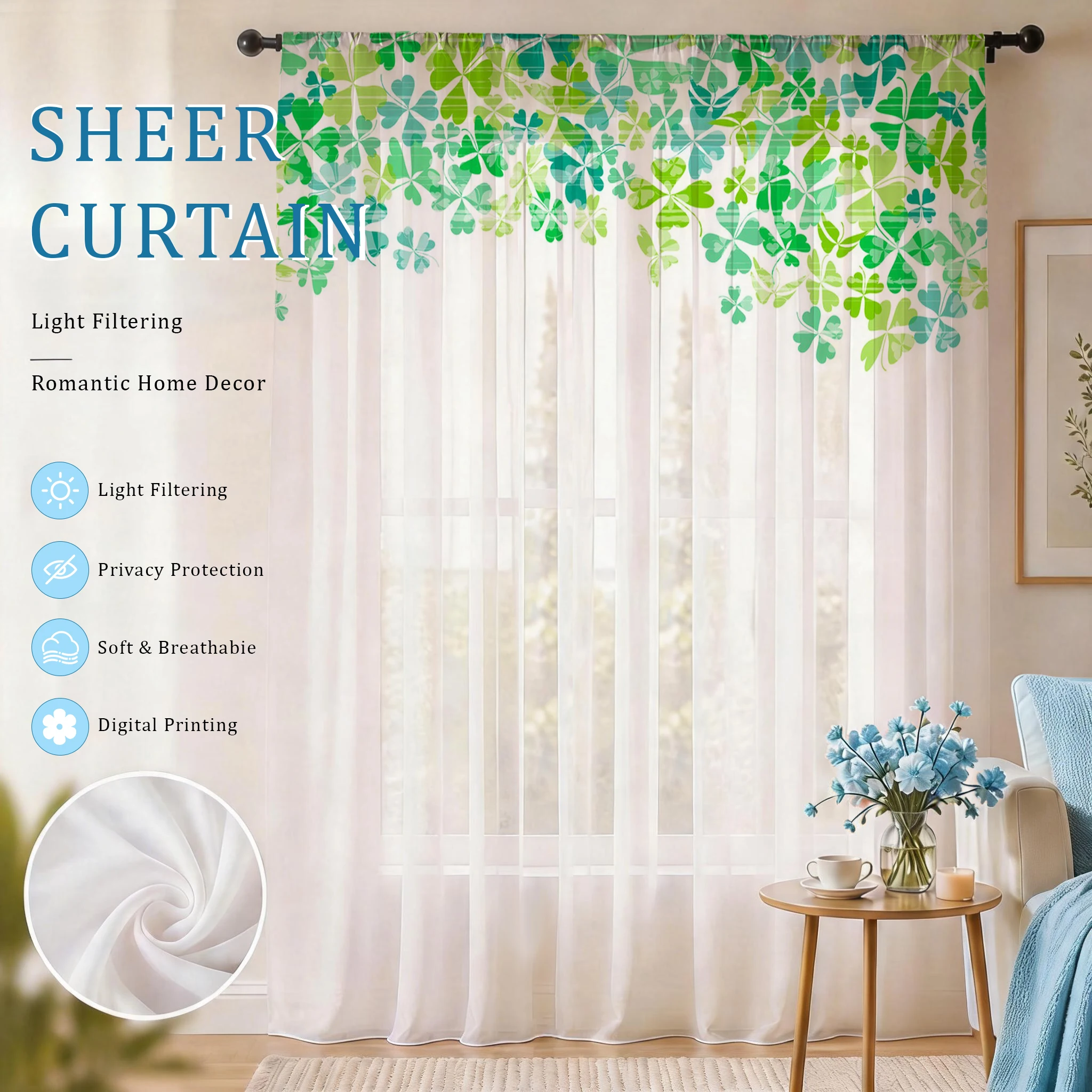 Light blue Modern Gradient She - Curtain Sheer Voile recensione e prezzo