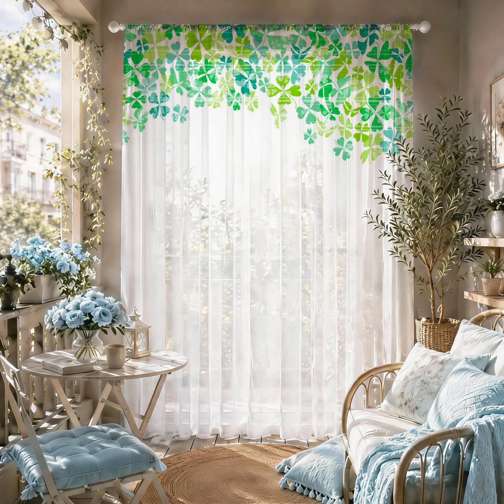 Light blue Modern Gradient She - Curtain Sheer Voile recensione e prezzo