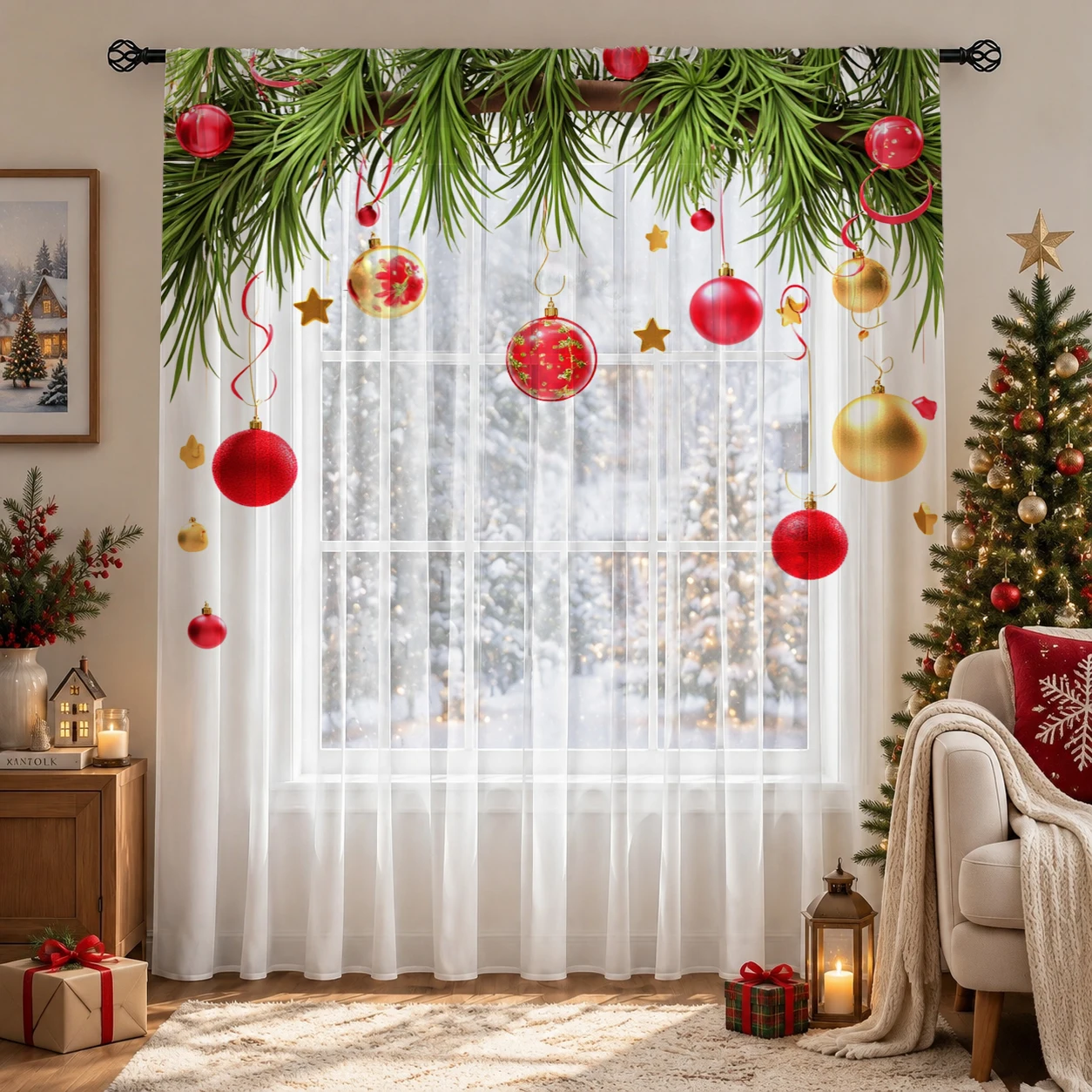 Christmas Gradient Sheer Curta - Curtain Sheer Voile recensione e prezzo
