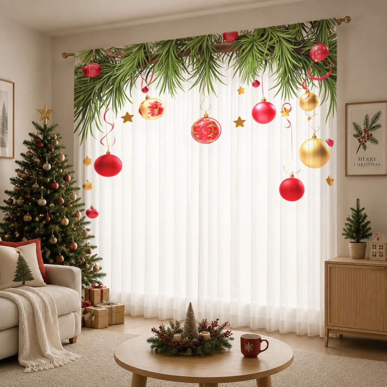 Christmas Gradient Sheer Curta - Curtain Sheer Voile recensione e prezzo