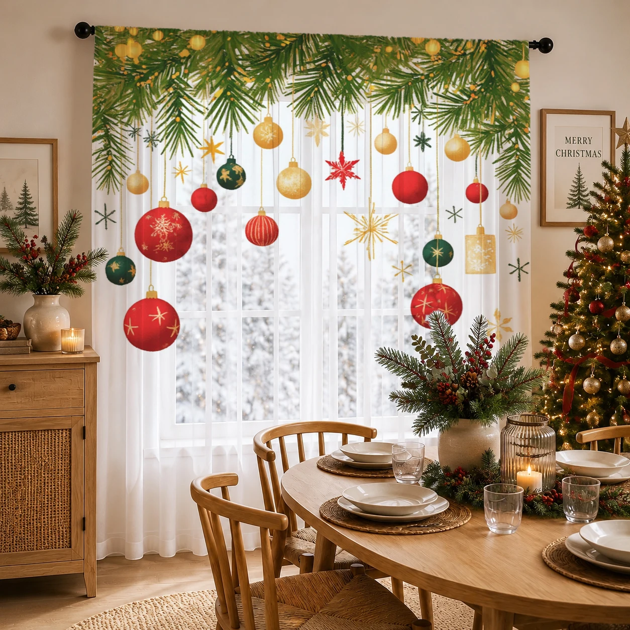 Christmas Gradient Sheer Curta - Curtain Sheer Voile recensione e prezzo