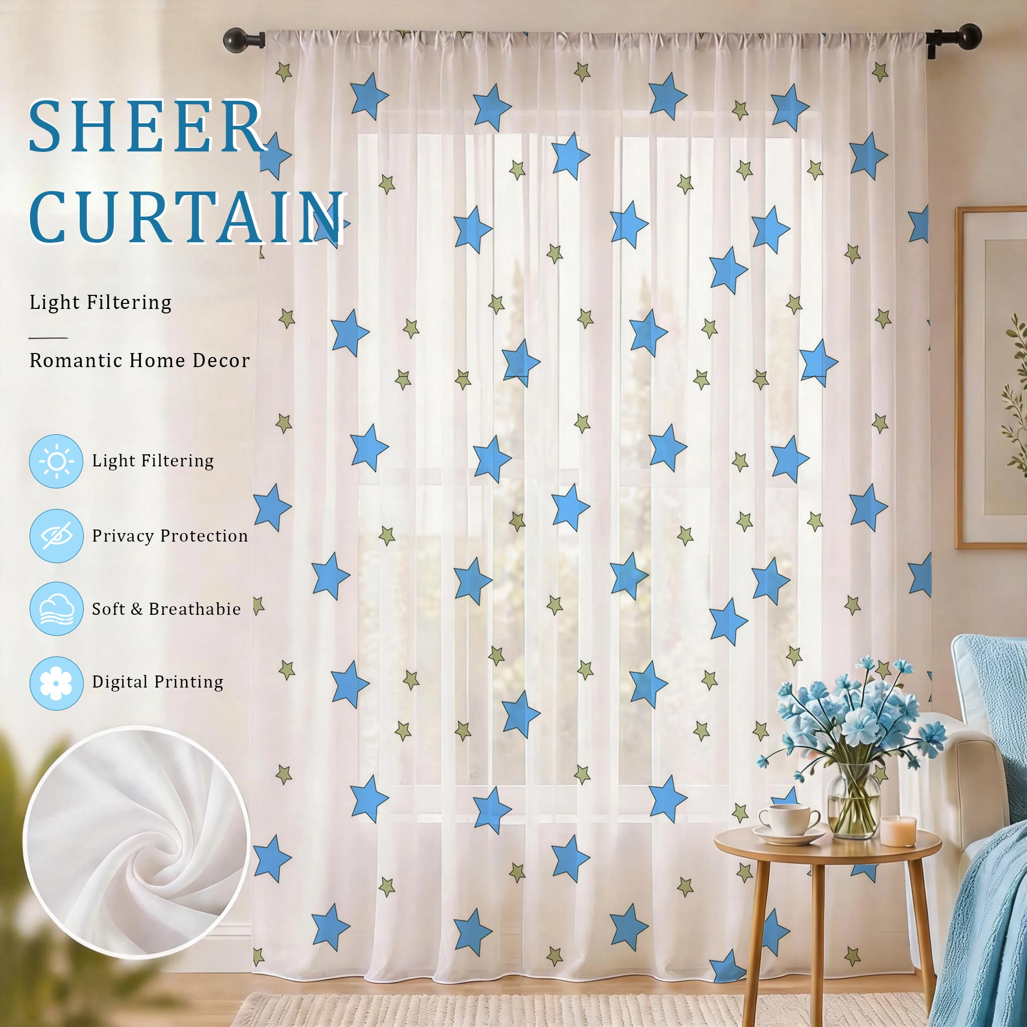 Blue Star Modern Gradient Shee - Curtain Sheer Voile recensione e prezzo