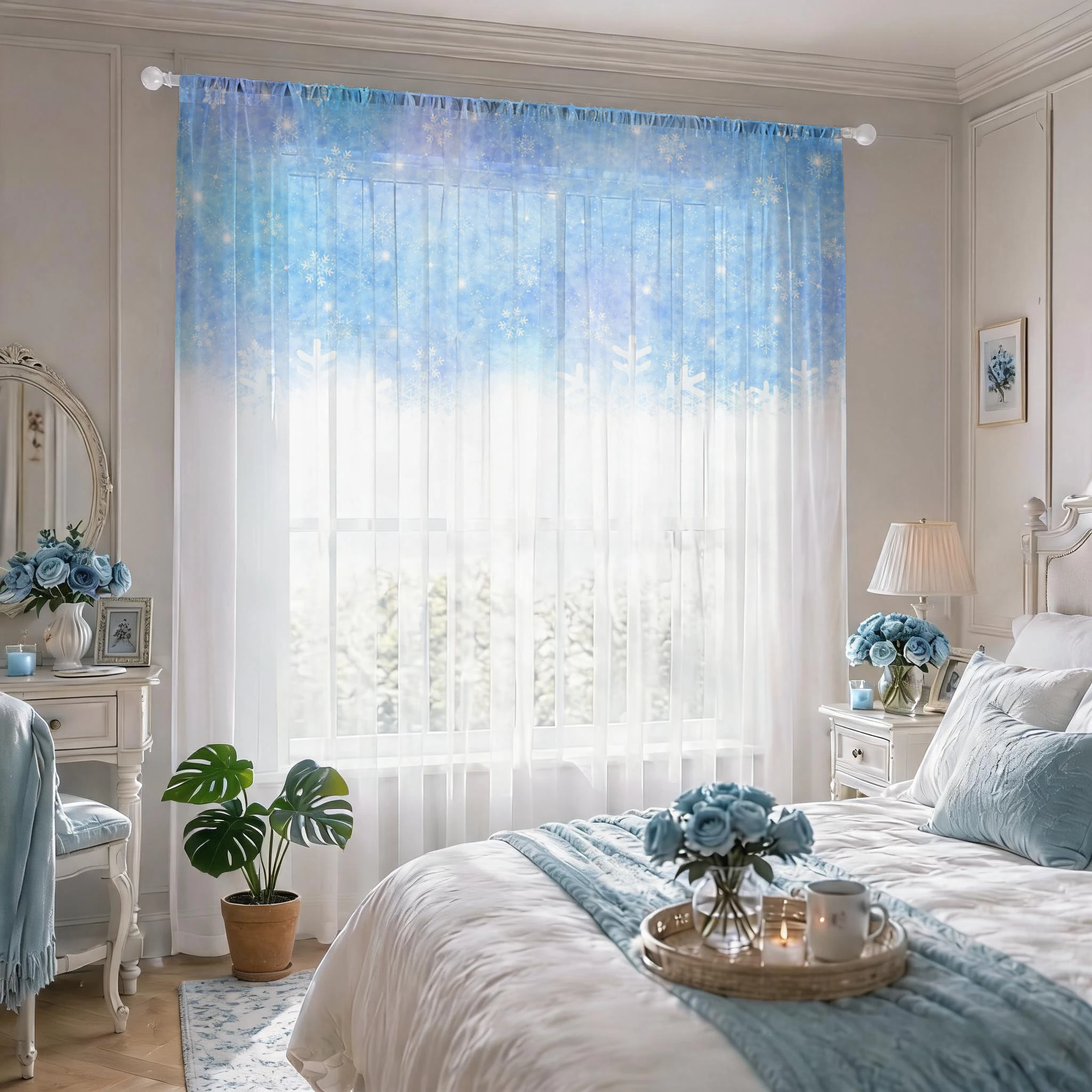 Floral Gradient Sheer Curtain, - Curtain Sheer Voile recensione e prezzo