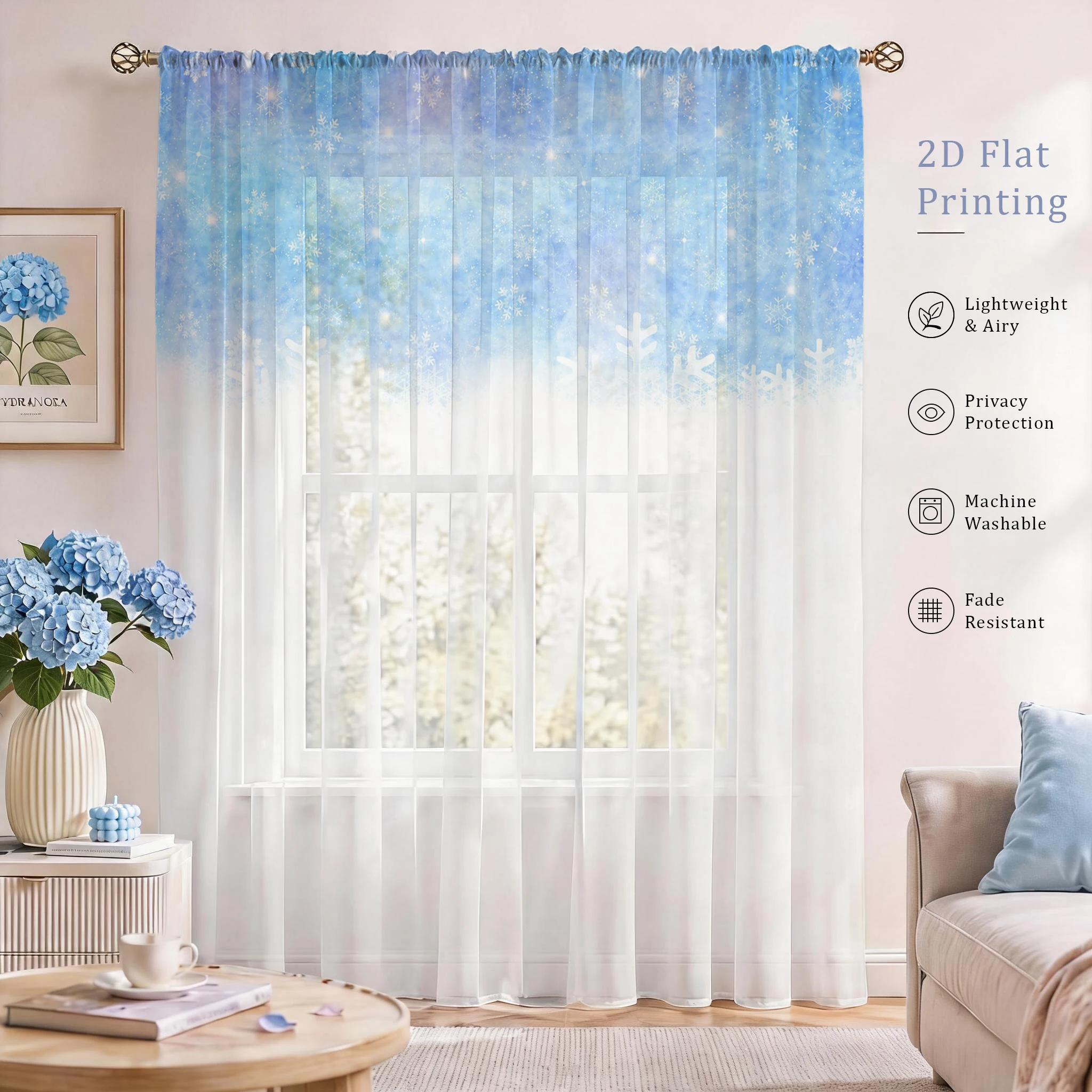 Floral Gradient Sheer Curtain, - Curtain Sheer Voile recensione e prezzo